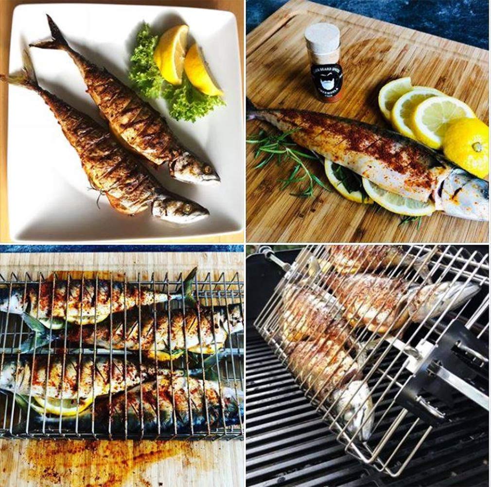 onlyfire 6042 Chrome Plating Steel Flat Grill Rotisserie Basket for Most Grills, Fits 1/2" Hexagon, 3/8" Hexagon, 3/8" Square & 5/16" Square Spit Rods