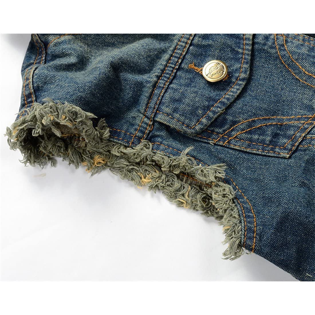 NASKY Men's Fit Retro Ripped Denim Vest Sleeveless Lapel Jean Vest Jacket Waistcoat Top(Small,Dark blue)