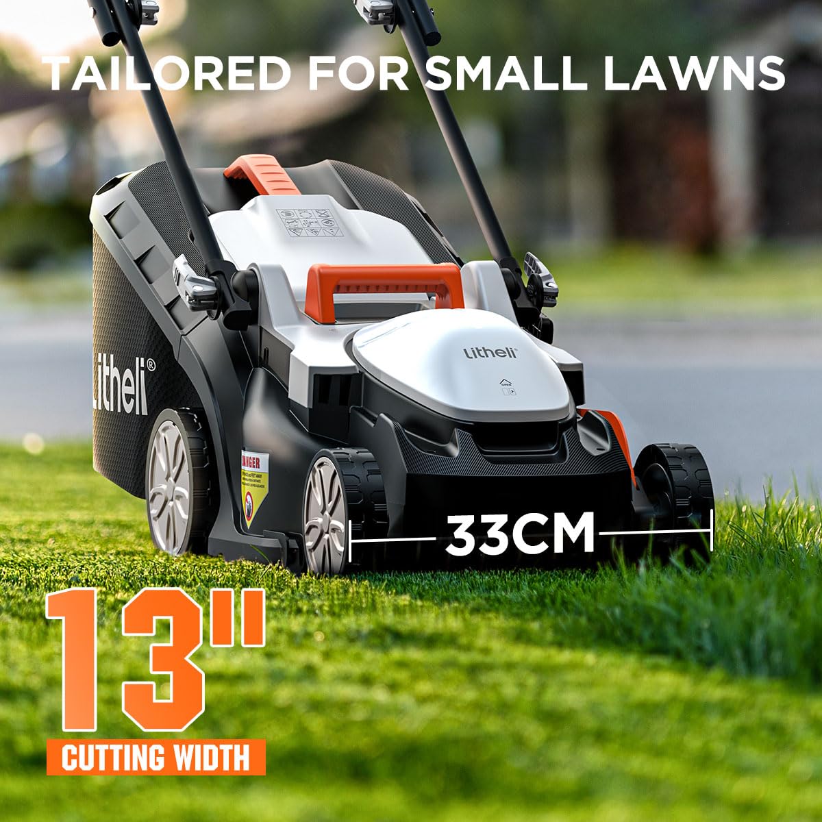 Litheli Cordless Lawn Mower 13 Inch, U20 Handy+ 20V Electric Lawn Mowers for Garden, Yard and Farm, 5 Heights Adjustment, Light Weight,4.0Ah Portable Battery Included