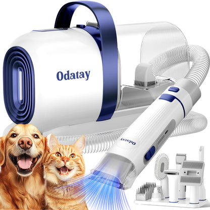 Odatay Dog Grooming Kit, 12,000Pa Strong Pet Grooming Vacuum for Dogs with Clipper Nail Grinder, 2L Dust Cup, 5 Suction Levels Dog Hair Vacuum with 7 Pet Grooming Tools for Shedding and Home Cleaning