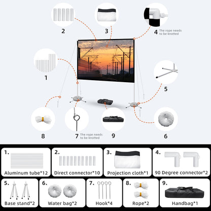 Portable Projector Screen with Stand Outdoor: Camping Projection Screen 80 inch 4K Movie Screen for Home Backyard Indoor 16:9 HD Night