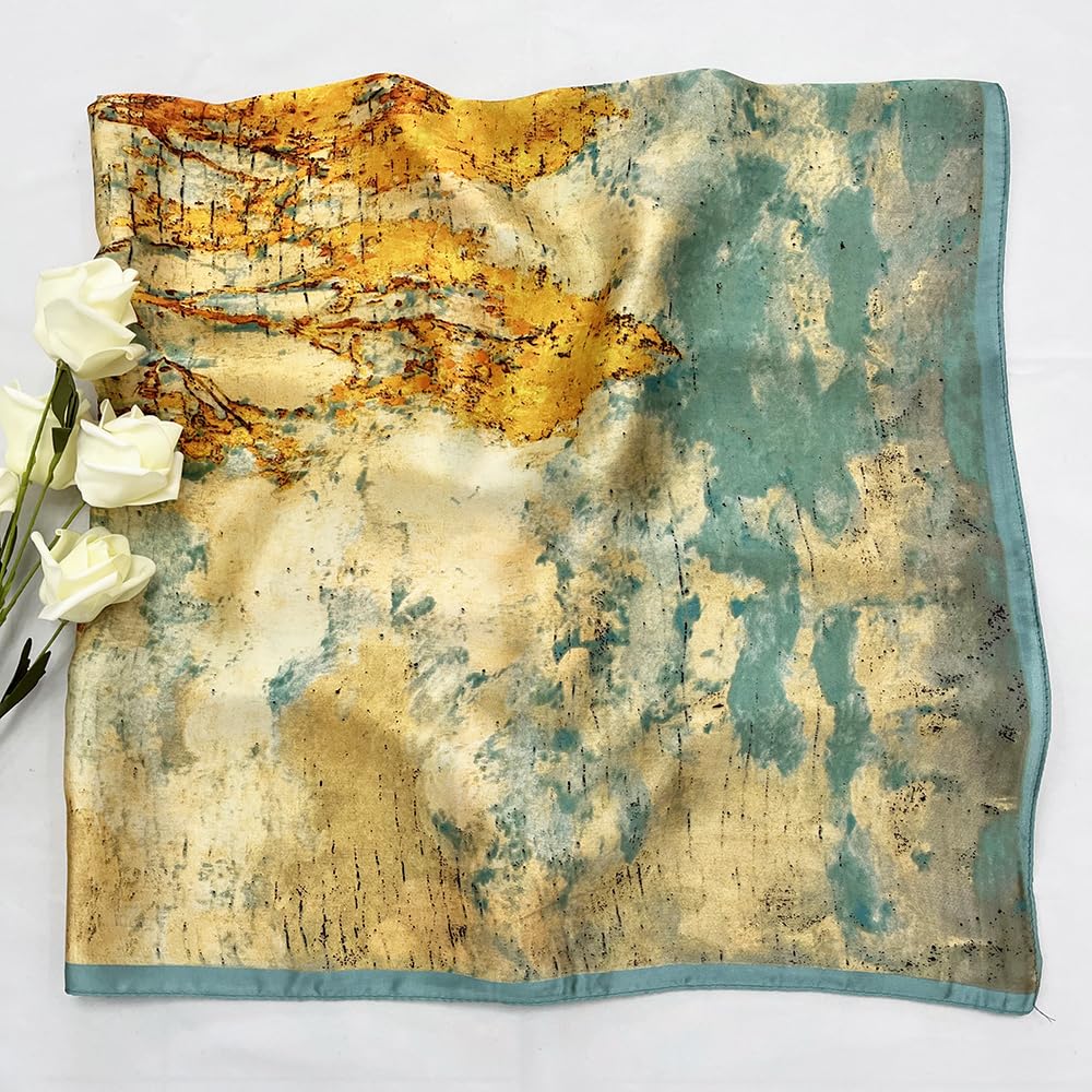 Julunar Silk Like Head Scarf for Women - Satin Large Hair Scarves - 35" Square Silk Hair Wrap for Sleeping with Gift Packed