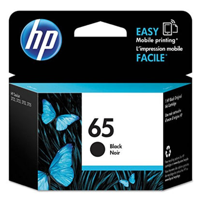 HP 65 Black Ink Cartridge for HP Printers | Works with Printer Series: AMP 100, DeskJet 2600, 3700; ENVY 5000 | Eligible for Instant Ink | N9K02AN