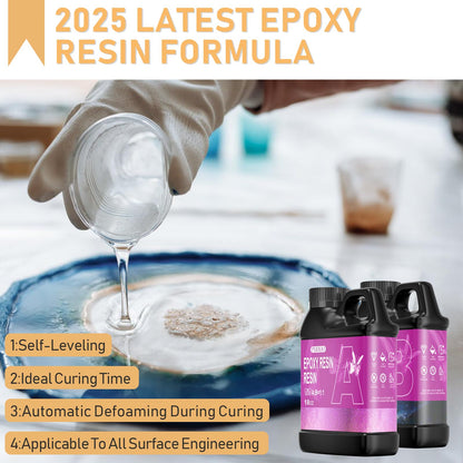 Puduo Epoxy Resin Kit 36OZ，Newly Formulated Crystal Clear Epoxy Resin，Strong, Bubble-Free, Anti-Yellowing Art Resin That，Suitable for DIY, Resin Art, Molds, Jewelry Making, Easy to Mix 1:1 Ratio