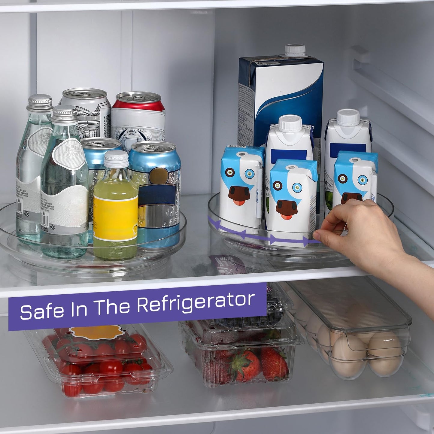 2 Pack 9 Inch Clear Acrylic Lazy Susan, Non-Skid Turntable Organizer for Cabinet, Kitchen, Pantry Organization Storage, Refrigerator, Vanity Makeup, Bathroom Countertop Organizing, Rotating Spice Rack