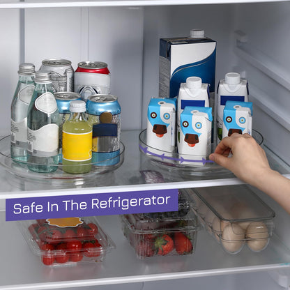 2 Pack 9 Inch Clear Acrylic Lazy Susan, Non-Skid Turntable Organizer for Cabinet, Kitchen, Pantry Organization Storage, Refrigerator, Vanity Makeup, Bathroom Countertop Organizing, Rotating Spice Rack