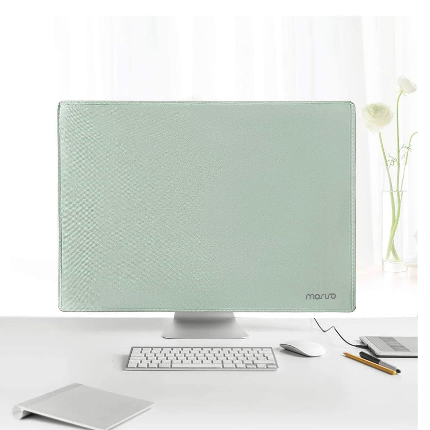 MOSISO Monitor Dust Cover 22, 23, 24, 25 inch Anti-Static Dustproof LCD/LED/HD Panel Case Computer Screen Protective Sleeve Compatible with iMac 24 inch, 22-25 inch PC, Desktop and TV, Antique Green