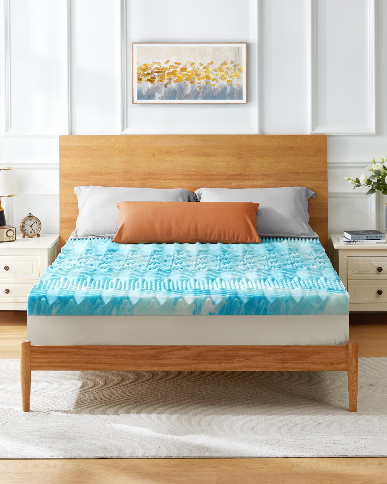 PERLECARE 3 Inch 7-Zone Full Memory Foam Mattress Topper, Cooling Gel Mattress Topper with Airflow Channels, CertiPUR-US Certified Egg Crate Bed Topper for Body Pressure Relief, Full