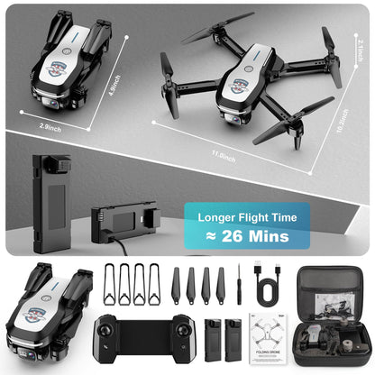 Drone with Camera 1080P FPV Foldable Drone for Beginners, Mini Drone with Altitude Hold, One Key Take Off/Land, Trajectory Flight, 3D Flip, 3 Speeds, Gravity Control,Toys for Boys Girls
