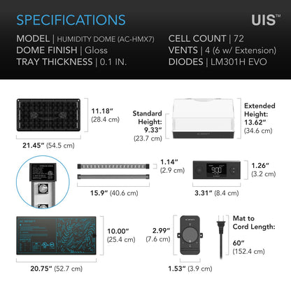 AC Infinity Heavy-Duty Large Humidity Dome 6x12 Germination Kit with Waterproof Seedling Mat, Full Spectrum LED Grow Light Bars, Samsung LM301H EVO Diodes, Vented Extension Panels, for Seed Starting