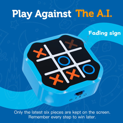 MASSRT 3 in 1 Electronic Tic Tac Toe Game, Handheld Digital Tic Tac Toe Bolt Game with Silent Mode, Portable Learing Toy Gift for Kids & Adults, Blue (One Pack)