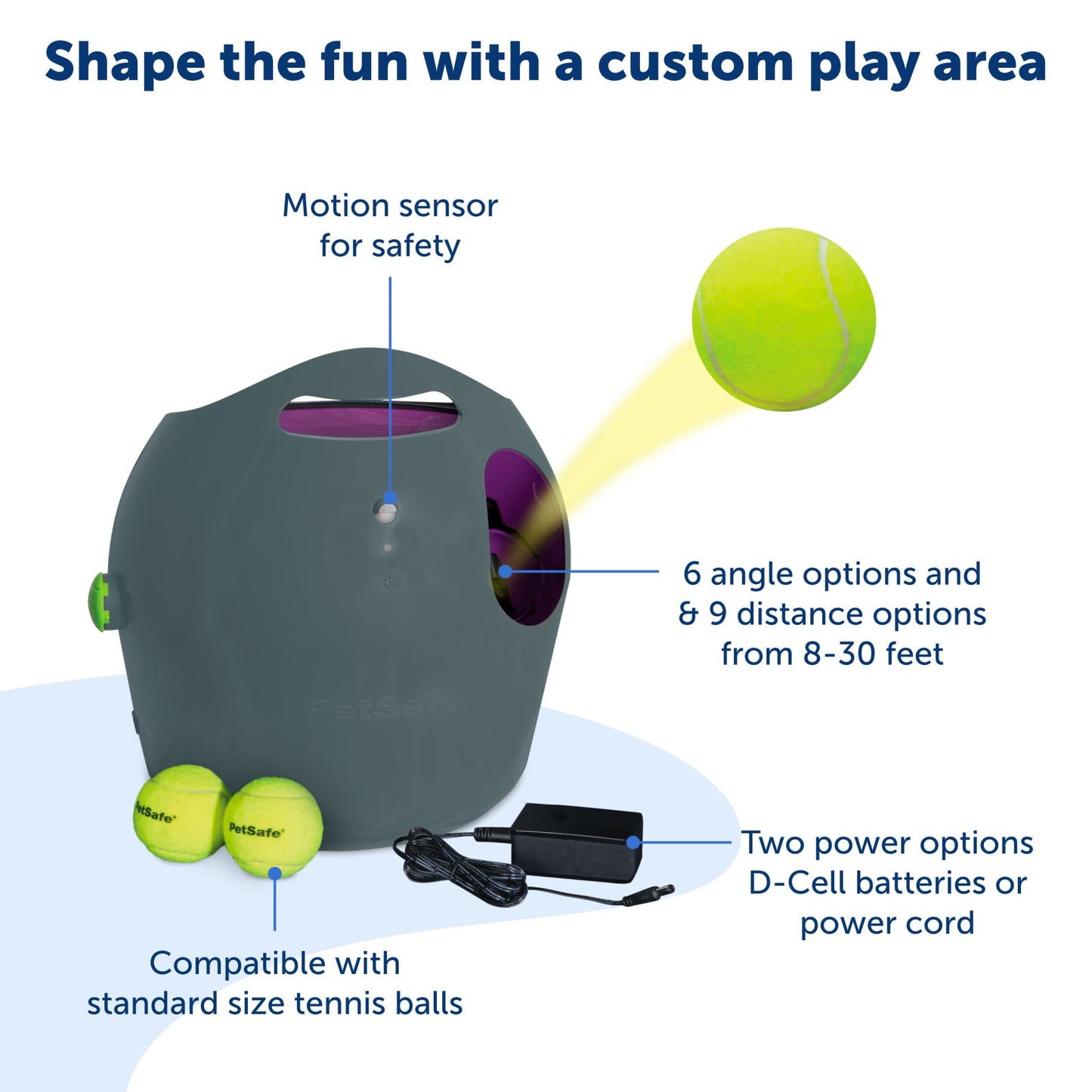 PetSafe Automatic Ball Launcher - Interactive Fetch Game - Hands-Free Fetch Training - Adjustable Range - Includes Tennis Balls - Indoor Outdoor Play - Motion Sensors - Automatic Sleep Mode