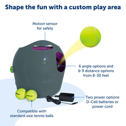 PetSafe Automatic Ball Launcher - Interactive Fetch Game - Hands-Free Fetch Training - Adjustable Range - Includes Tennis Balls - Indoor Outdoor Play - Motion Sensors - Automatic Sleep Mode