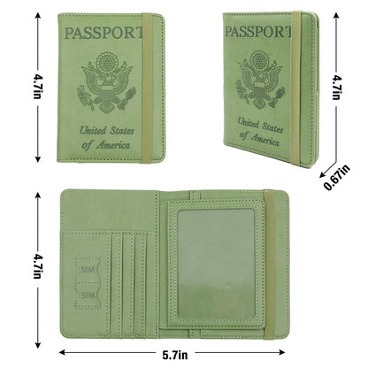 Melsbrinna RFID Passport Holder for Travel, Unisex Adults, Green, Faux Leather, Travel Wallet, RFID Protected
