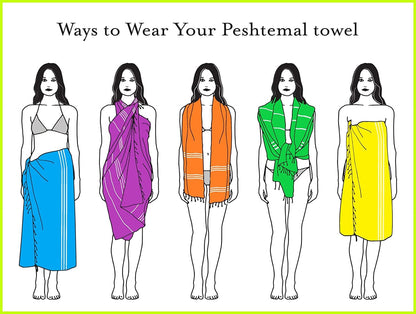 HAVLULAND Turkish Beach Towels Oversized -100% Turkish Cotton Super Soft Lightweight - Absorbent and Quick Drying Bath Towel - Sand Free Beach Towel - Turkish Towels for Adults (Blue, 12 Pack)