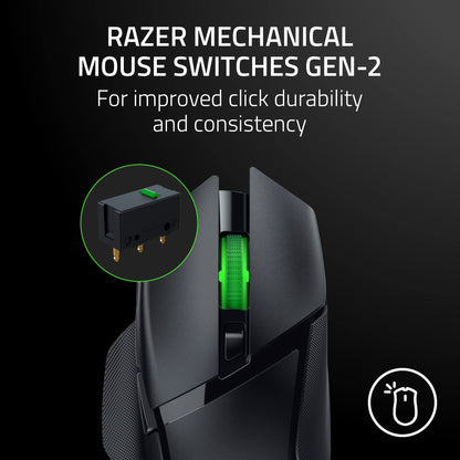 Razer Basilisk V3 X HyperSpeed Customizable Wireless Gaming Mouse: Mechanical Switches Gen-2-5G Advanced 18K Optical Sensor - Chroma RGB 9 Programmable Controls 535 Hr Battery Classic Black