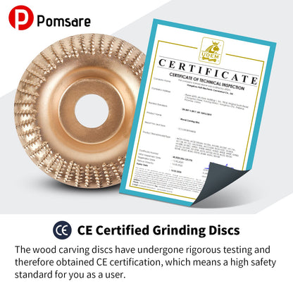 Pomsare 5PCS Angle Grinder Wood Carving Disc Set, 4 and 4 1/2 Angle Grinder Attachments with 5/8 inch Arbor, StumpGrinder Tool Grinding Wheel Shaping Disc for Wood Cutting, Cutting Wheel