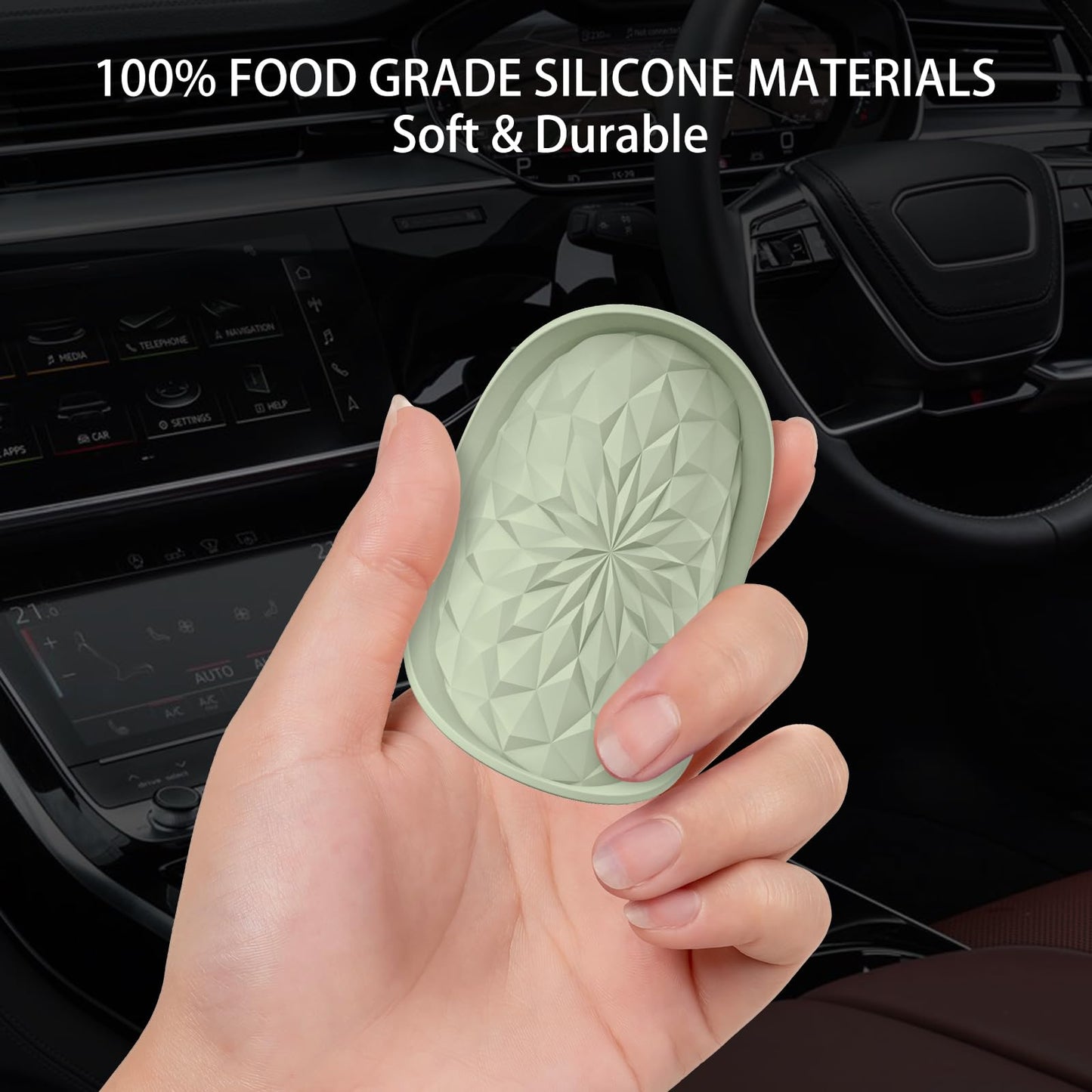 ME.FAN Car Coasters for Cup Holders [4 Pack] - 2.75In Silicone Auto Mug Mats - Universal Non-Slip Recessed Car Interior AccessoriesDesert Sage