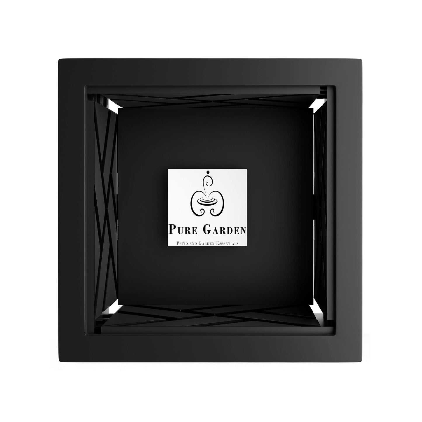 Pure Garden Lattice Design Planter Box – 14.75-Inch-Square Decorative Outdoor Flower or Plant Pot – Front Porch, Patio, and Garden Decor (Black)