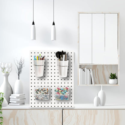 Kuhome 6 Sets Pegboard Bins and Cups with Pegboard Hooks, Pegboard Accessories Baskets, Hooks for Pegboard Cup Holder for Organizing Craft Tools Storage Garage Office Workbench Transparent