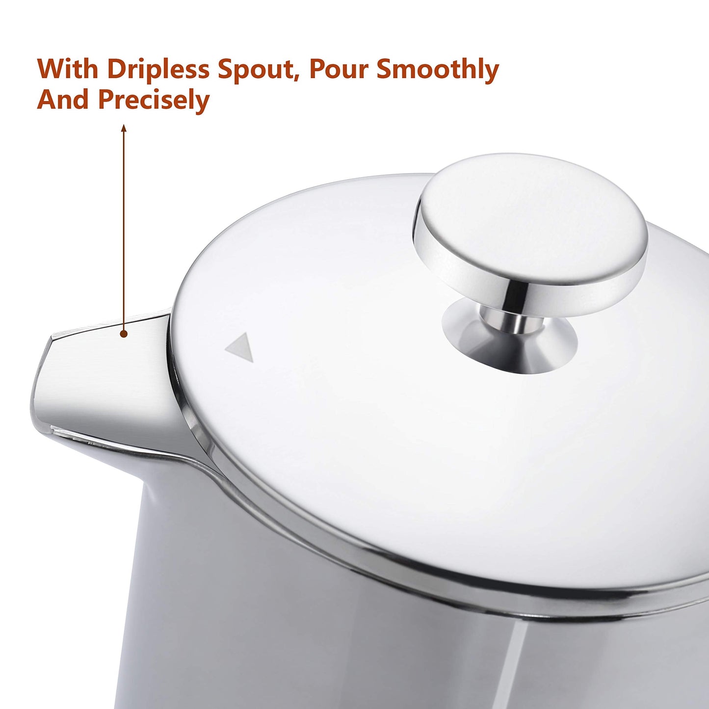 MAGICAFÉ French Press Coffee Maker – Single Serve 1 Cup Small Stainless Steel Thermal Double Walled French Press 350ML/12OZ