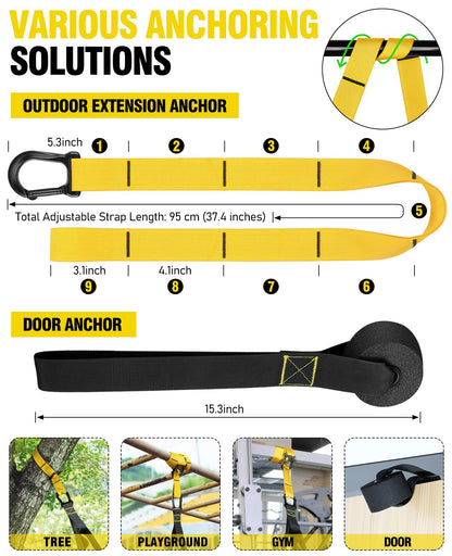 Home Resistance Training Kit, Bodyweight Resistance Straps for Full-Body Workout, 2 Adjustable Workout Straps with Handles, Door Anchor, Supports Up to 500Lbs, All-in-ONE Home Gym Equipment