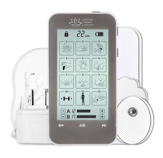 Massage Therapy Concepts TENS Unit Muscle Stimulator - Non-Invasive EMS Therapy Machine for Neck, Shoulder & Back Pain Relief, Sciatica, Arthritis - Safe & Portable with 12 Modes & 20 Intensity Levels