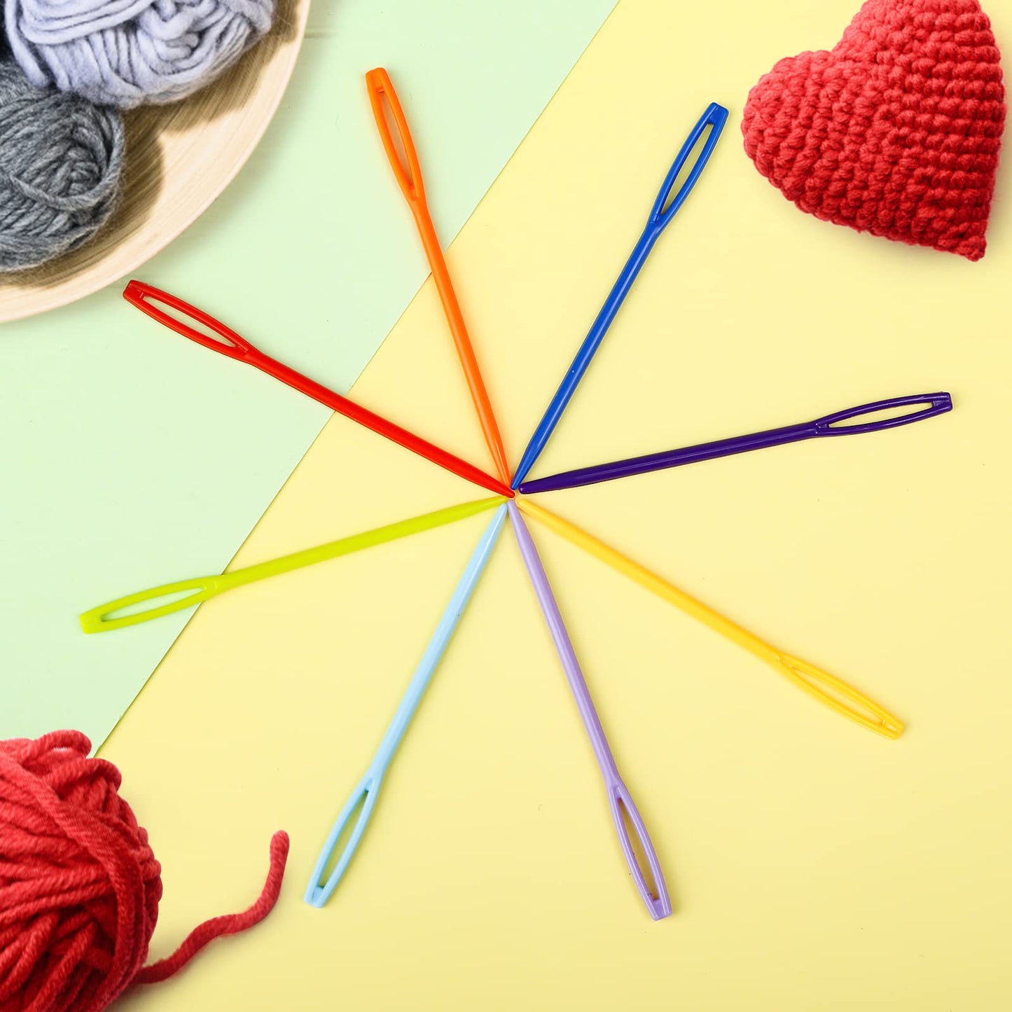 LoveInUSA 100 PCS Plastic Needles for Kids, Large Eye Plastic Sewing Needles for Handmade Crafts DIY Notions Stitchery