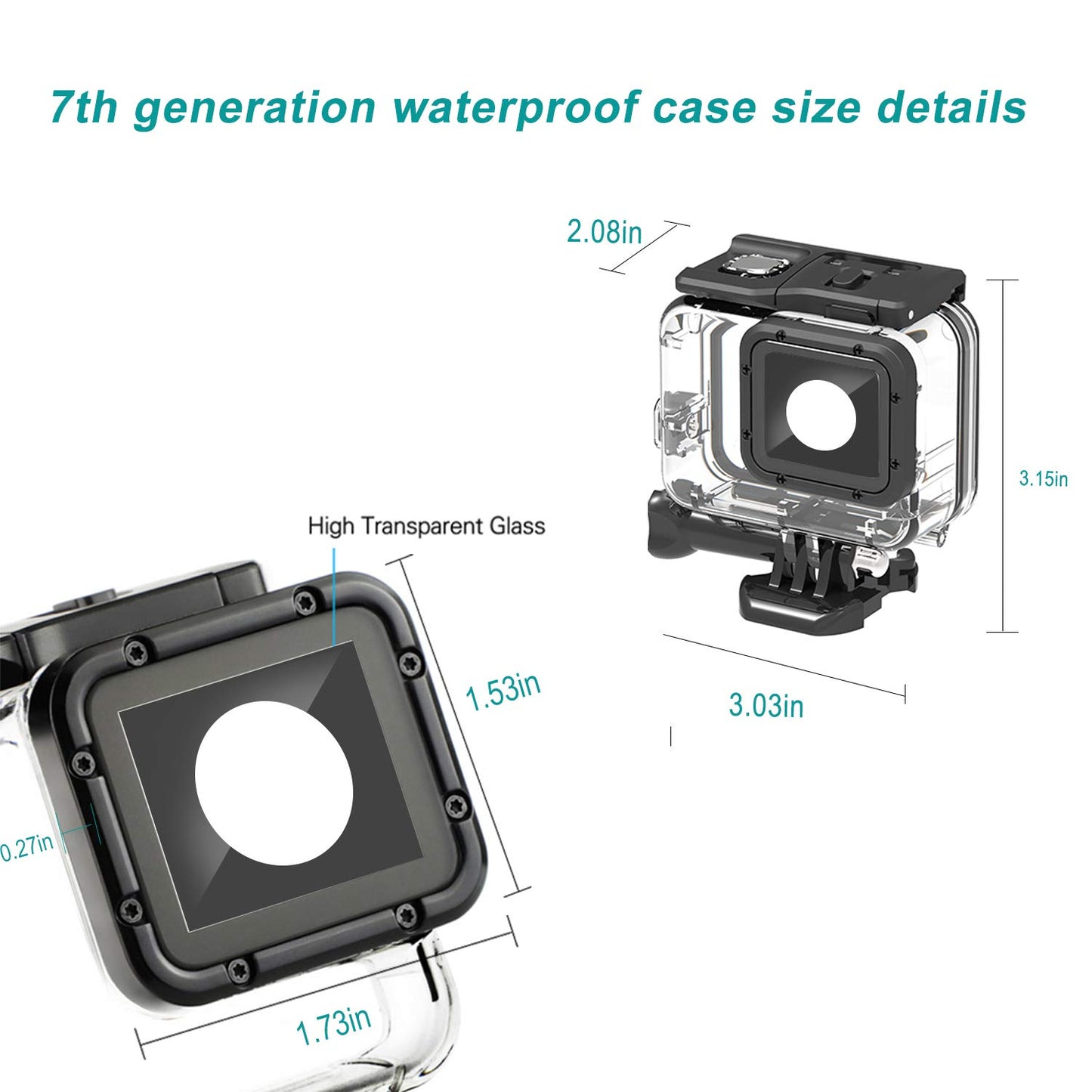 HONGDAK Waterproof Housing Case for GoPro Hero 7/6/5 Black(2018), 196ft/60m Waterproof Diving Protective Housing Shell with Touchable Cover for GoPro Action Camera Underwater Dive Case Shell
