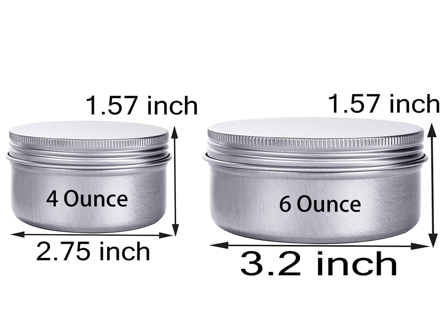 6 Ounce Aluminum Cans 180 mL Screw Lid Metal Storage Tins Containers for Storing Spices, Candies, Lip Balm, Candles, 6 Pcs.