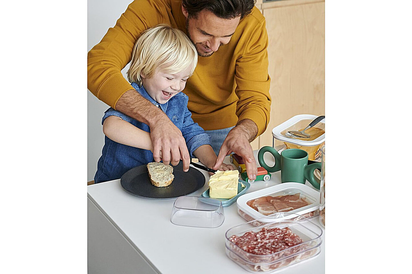 Mepal Modula Rounded Food Storage Box with Lid Set of 3 | Ideal for Cold Cuts, Cheese, and More | Stackable design | Transparent Framed Lid | BPA-Free, Nordic White (17oz/500ml)