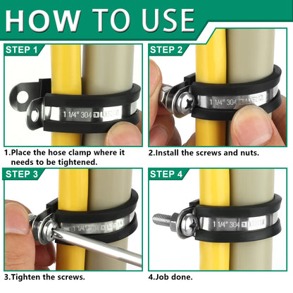 OURU 30pcs 3/8 Inch Stainless Steel Cable Clamps,Rubber Coated Cushioned Insulated Cable Clamp,Automotive Cable Wire Clamps,Pipe Clamps,Metal Clamp for Tube,Lines,Wire Cord Installation(Black,10mm)