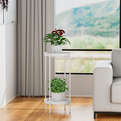 OVICAR Plant Stand Indoor Outdoor - Metal Flower Pot Holder Table Tall Potted Rack Organizer Rustproof Plant Display Shelf For Home Garden Patio Balcony Office Living Room Bathroom Corner (White)