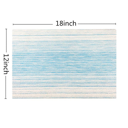 Placemat,Blending Color Durable Woven Vinyl Placemat Washable Heat-Resistant Anti-Skid Kitchen Dining Table Mats (Set of 4, Blue with White)