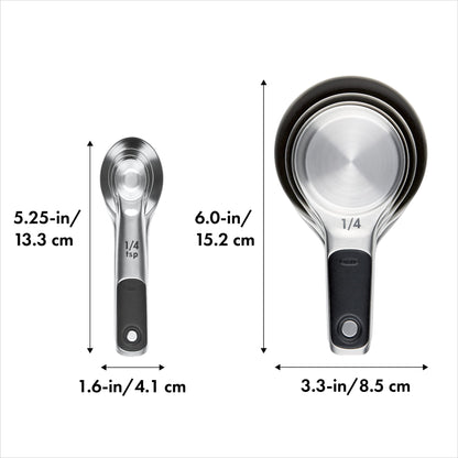OXO Good Grips Stainless Steel Measuring Cups and Spoons 8-Piece Set, 4 Cups and 4 Spoons