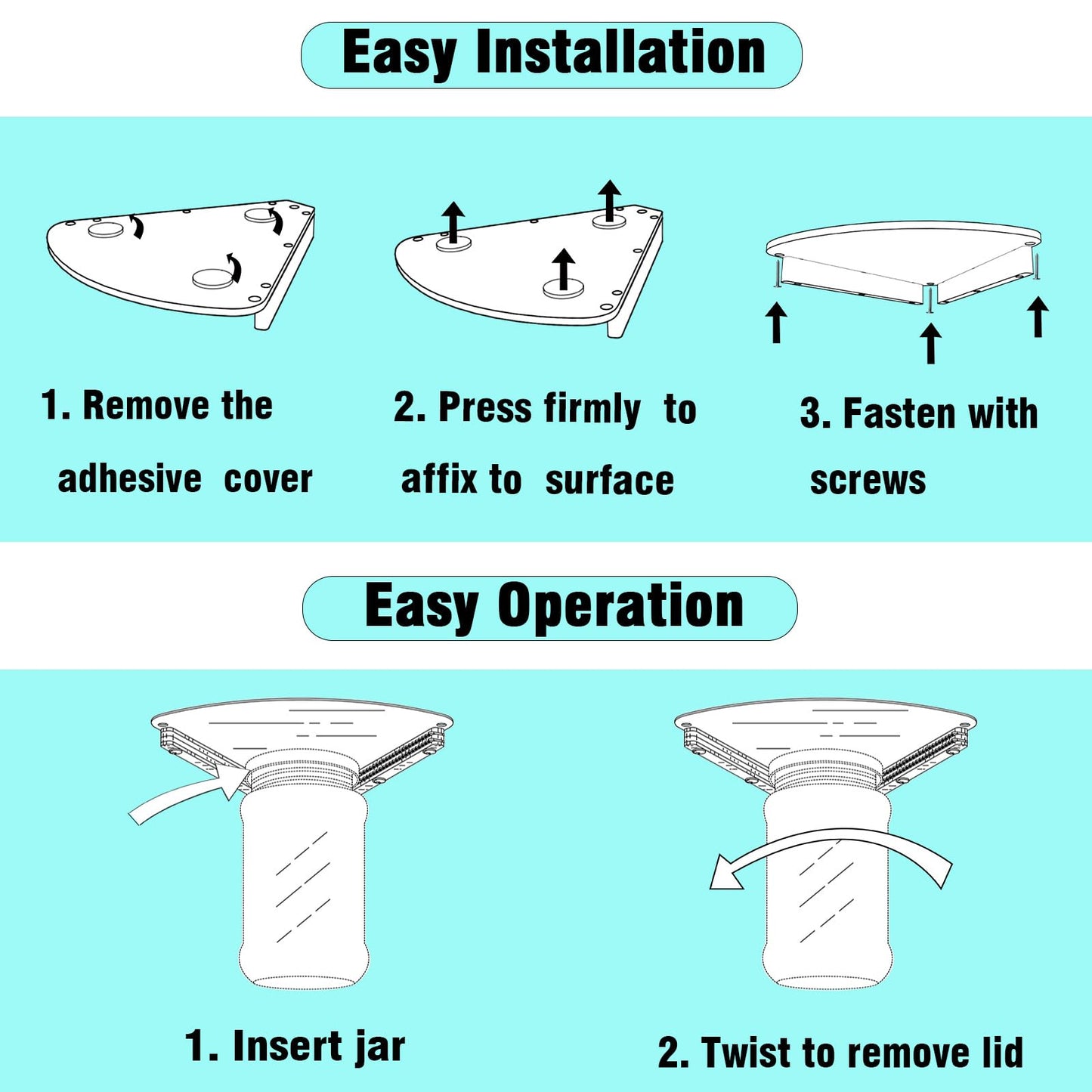 GOLDTREE Latest Stainless Steel Jar Openers for Seniors, Under Cabinet Jar Opener Tool for Weak Hands, Under Counter Jar Lid Cap Opener, Easy Grip