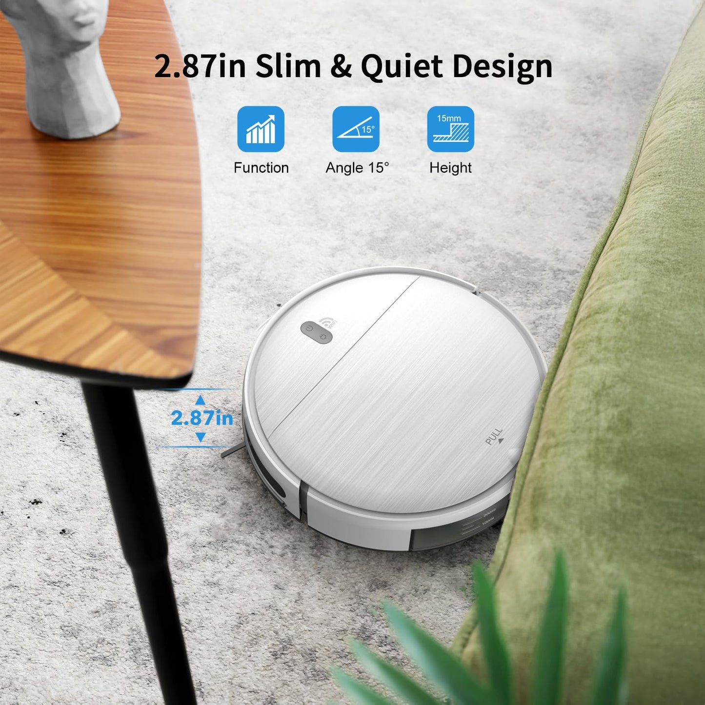Robot Vacuum and Mop Combo, 2 in 1 Mopping Robot Vacuum Cleaner with Schedule, Wi-Fi/Voice/App, Strong Suction, Easy of Use, Self-Charging Robotic Vacuum, Slim, Ideal for Hard Floor, Pet Hair, Carpet
