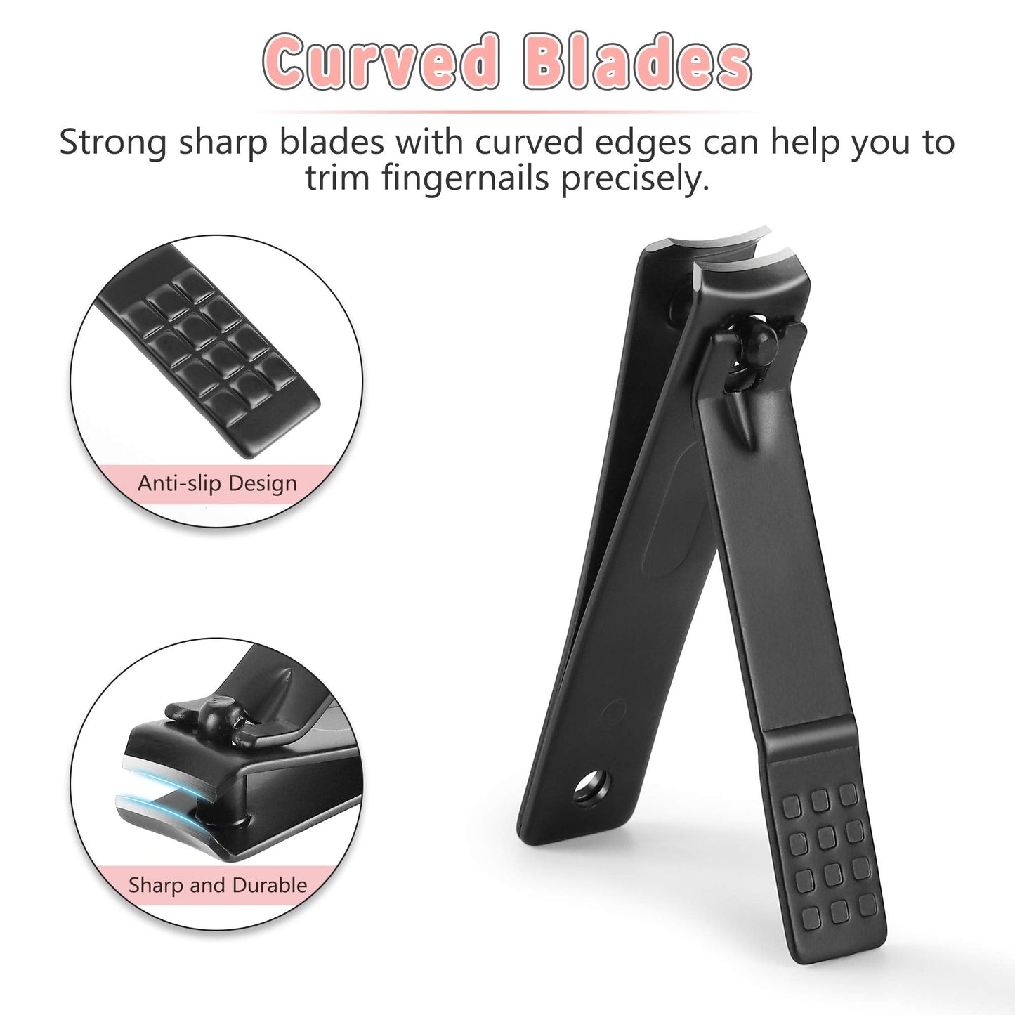 Manicure Set, Jubolion 19pcs Stainless Steel Professional Nail Clippers Pedicure Set with Black Leather Storage Case, Portable Grooming Kit for Travel or Home, Perfect Gifts Women and Men (Black)