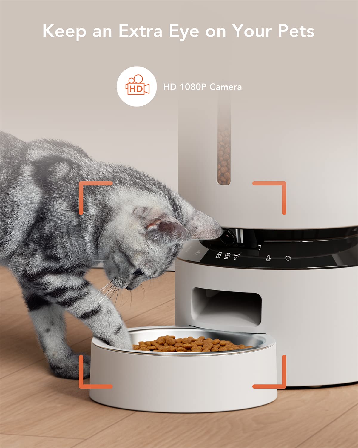PETLIBRO Automatic Cat Feeder with Camera, 1080P HD Video with Night Vision, 5G WiFi Pet Feeder with 2-Way Audio, Low Food & Blockage Sensor, Motion & Sound Alerts for Cat & Dog Single Tray