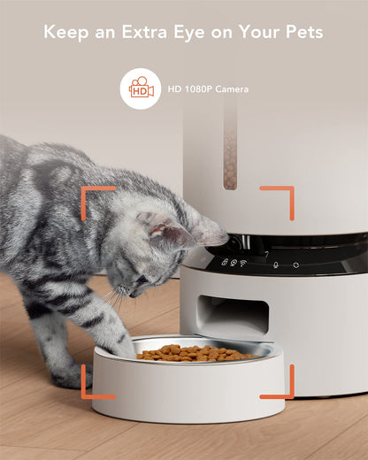 PETLIBRO Automatic Cat Feeder with Camera, 1080P HD Video with Night Vision, 5G WiFi Pet Feeder with 2-Way Audio, Low Food & Blockage Sensor, Motion & Sound Alerts for Cat & Dog Single Tray