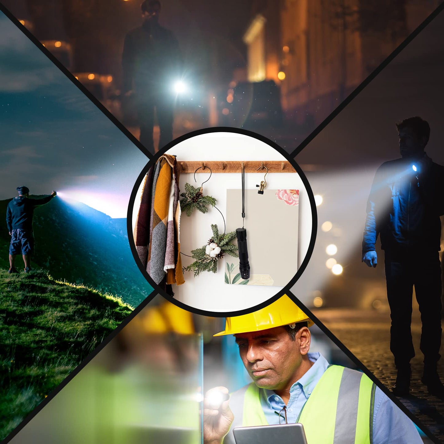 PHIXTON Rechargeable Flashlights High Lumens, USB C Chargeable LED Flashlight, Bright Strong Handheld Flash Lights, Long Lasting, Adjustable Focus, 5 Modes, for Emergencies Hiking Gift