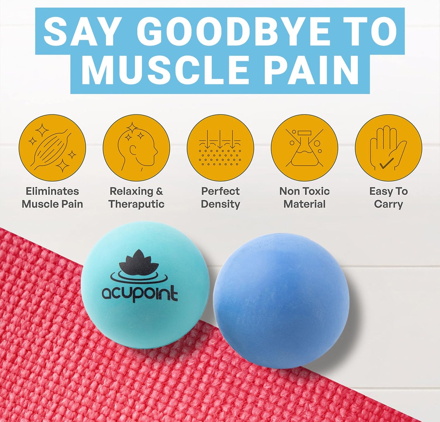Acupoint Physical Massage Therapy Ball Set - Ideal for Yoga, Deep Tissue Massage, Trigger Point Therapy and Myofascial Release Physical Therapy Equipment