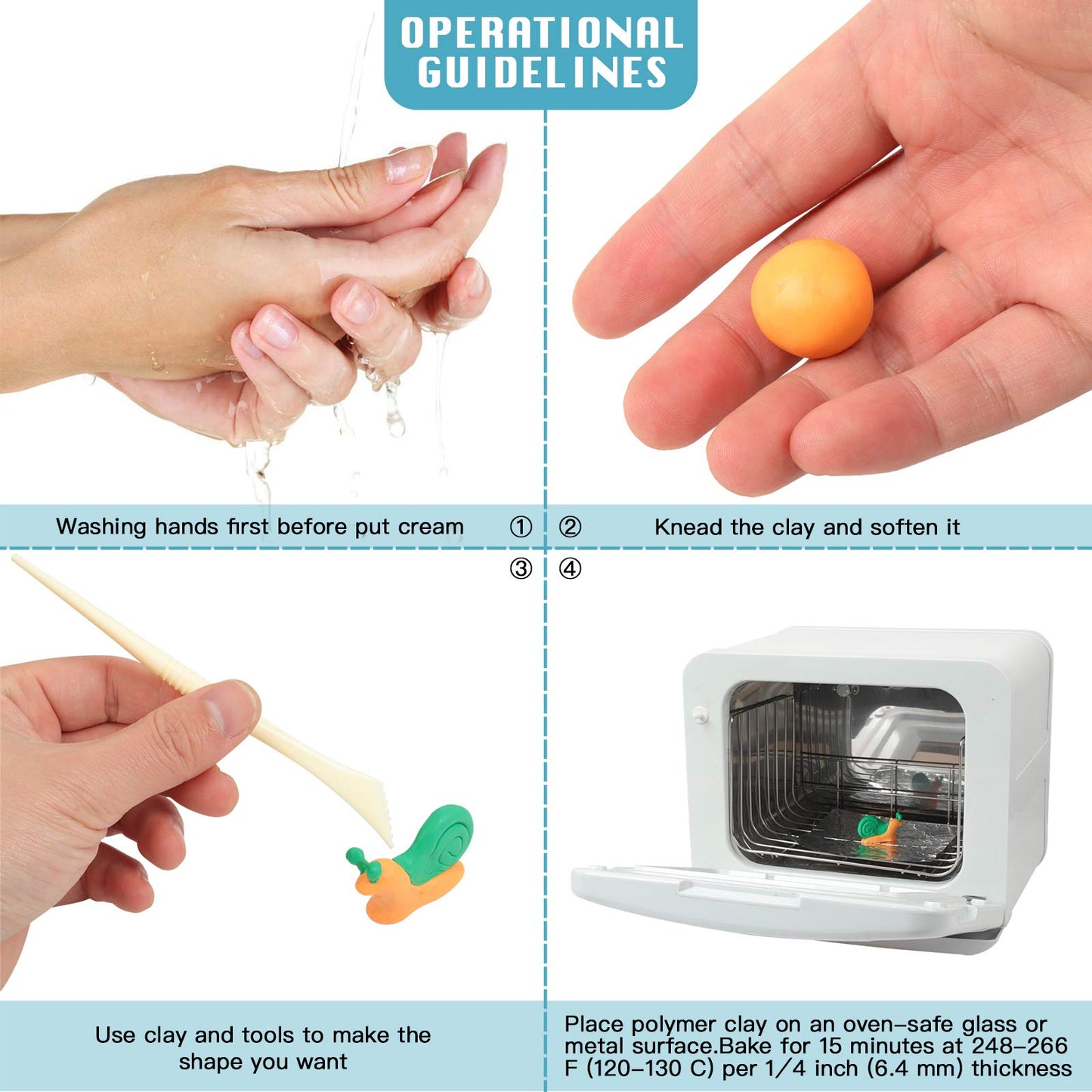 Polymer Clay 50 Colors, Modeling Clay for Kids DIY Starter Kits, Oven Baked Model Clay, Non-Sticky Molding Clay with Sculpting Tools, Gift for Children and Artists (50 Colors A)