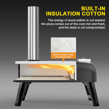 aidpiza Pizza Oven Outdoor 12" Wood Fired Pizza Ovens Pellet Pizza Stove for outside, Portable Stainless Steel Pizza Oven for Backyard Pizza Oven