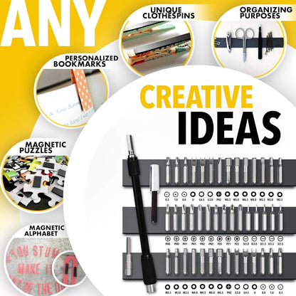 Magnetic Strips with Adhesive Backing - Magnetic Tape for Crafts - Tool and Knife Magnet Strips for Kitchen, Garage and Garden - Adhesive Magnetic Tool Holder Strip for Wall (11 Pieces, 6" x 1")