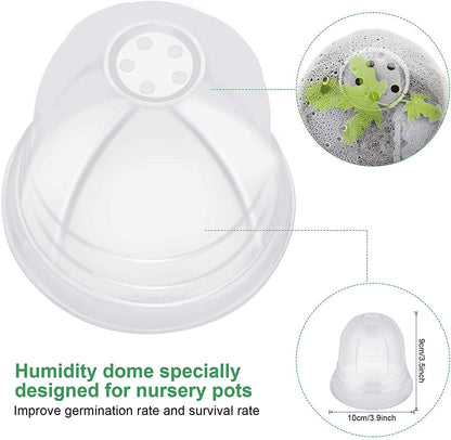 MIXC Plant Nursery Pots with Humidity Dome 4" Soft Transparent Plastic Gardening Pot Planting Containers Cups Planter Small Starter Seed Starting Trays for Seedling with 10pcs Plant Labels，30 Sets