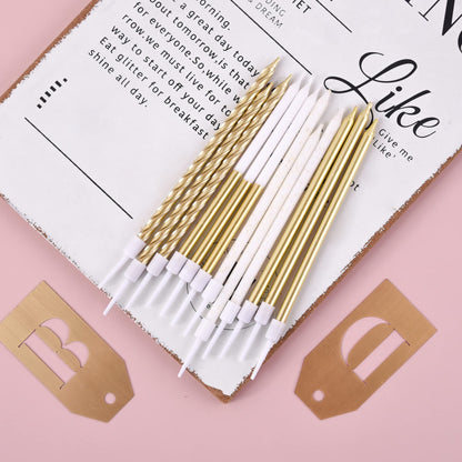 PHD CAKE Gold Metallic Long Thin Metallic Birthday Candles, Cake Candles, Party Candles, Party Decorations, Wedding Candles