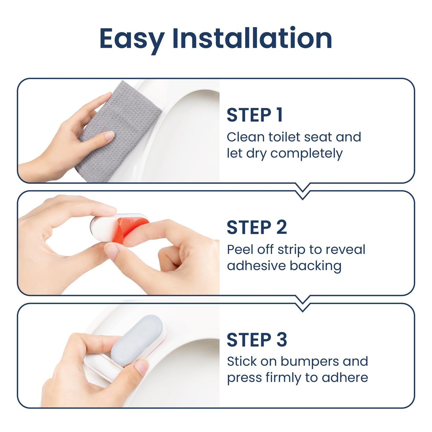 Luxe Bidet 4 Piece Universal Non-Slip Toilet Seat Bumpers with Strong Adhesive