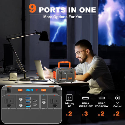 MARBERO 296Wh Solar Generator with Solar Panel Included 300W Portable Power Station with 60W Foldable Panel Set Solar Power Bank with AC Outlets for Camping Home Backup Outdoor Emergency Travel