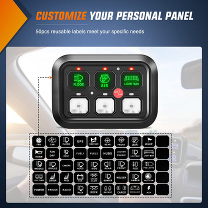 Nilight 6 Gang Switch Panel Universal Circuit Control Relay System with Fuse Wiring Harness Automatic Dimmable ON-Off LED Switch Pod for Cars Trucks Boats ATV UTV SUV, 2 Years Warranty